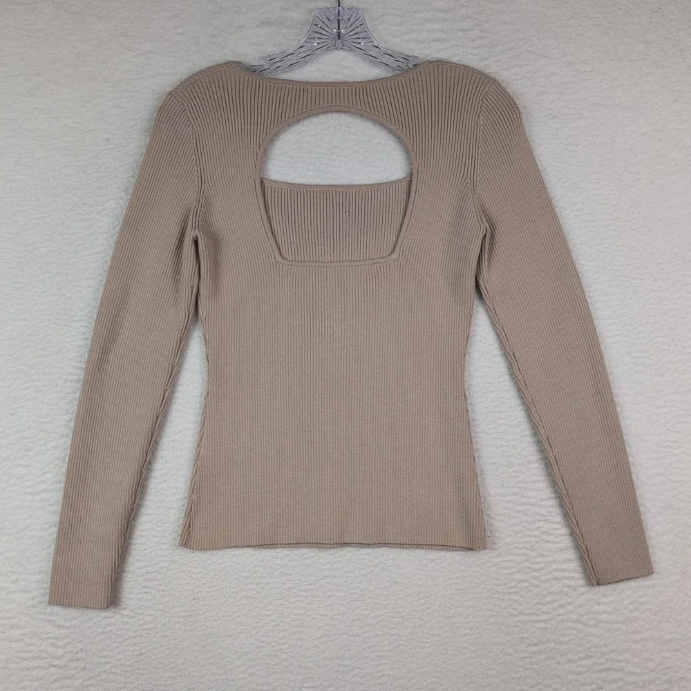 Open‎ Back Alp-n-Rock Joelle Sweater Beige sz Medium Rib Knit Cotton Blend